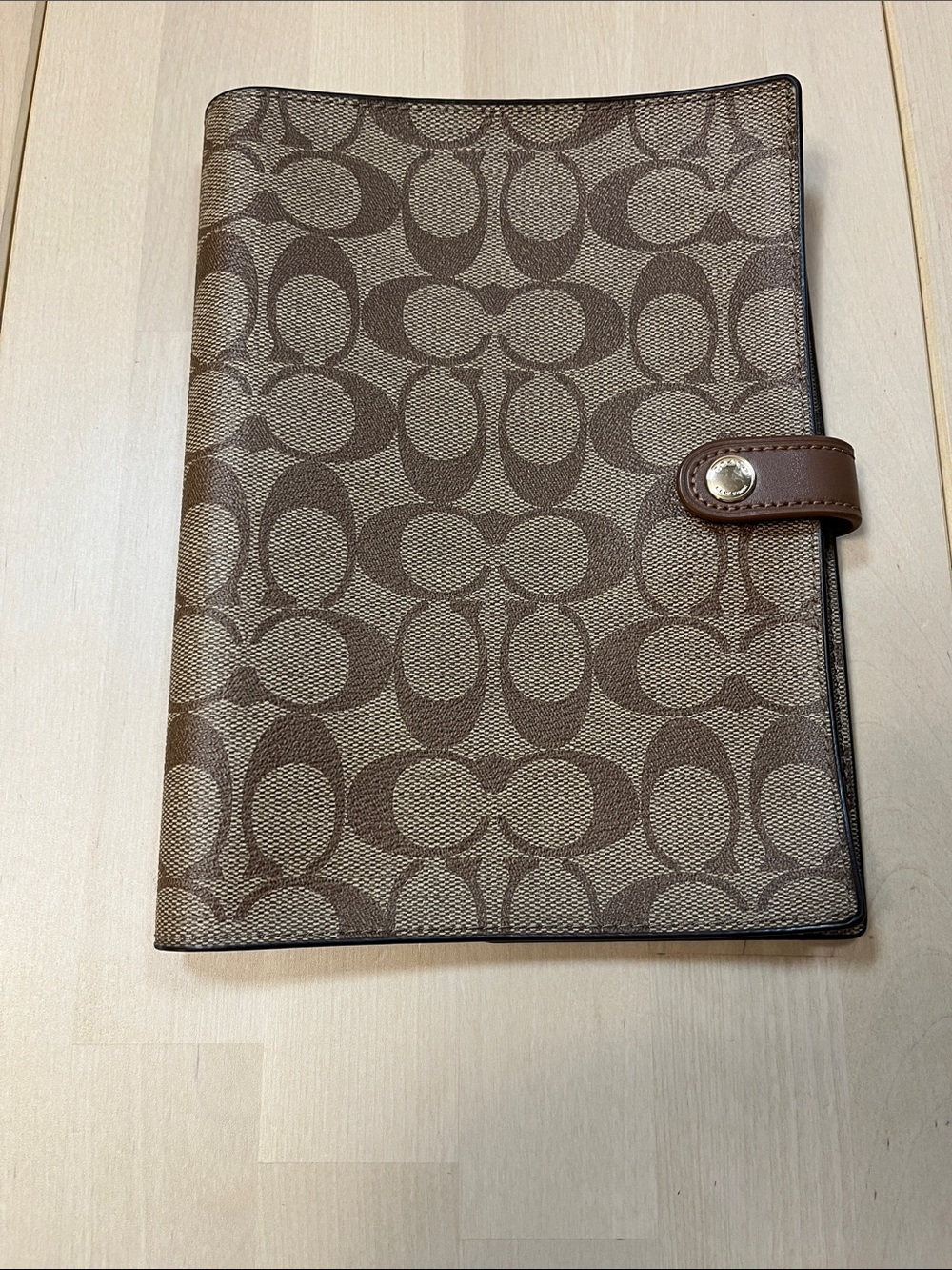Coach Printed Coated Canvas & Vachetta Leather Print Brown & Tan Journal Cover